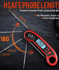 Instant Read Digital Meat Thermometer with visible probe length and 180-degree rotation feature