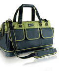 Heavy Duty 17 Inch Tool Bag With Waterproof Molded Base Large Capacity Wide Mouth Tote For Construction Pros And Electricians