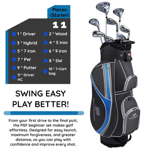 Women Gold TP 11-Piece Complete Golf Club Set Right Hand Petite, bag and clubs, easy swing, game ready fairway wood and irons