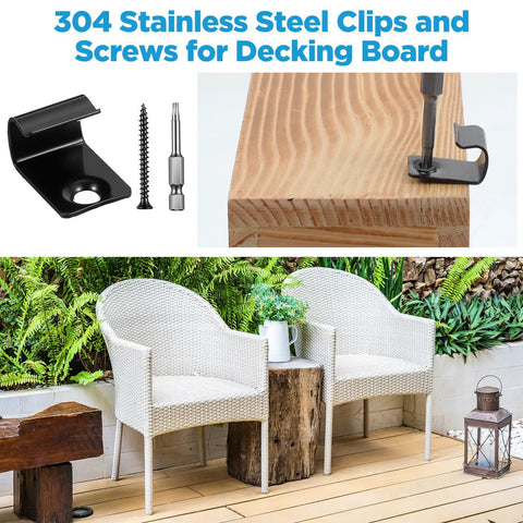 304 Stainless Steel Clips and Screws for Decking Board, Heavy Duty Starter Deck Clips Universal Hidden Fasteners For Composite Deck Boards Rust Proof 304 Stainless With Torx Screws And Bit Dead Solid For Grooved Perimeter Sets Works Killer On Outdoor Railings Fast Fix Hardware.