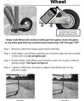 Gate Helper Wheel for Swing Gates 1-3/8 to 1-7/8 Inch Frames, durable galvanized steel with installation instructions