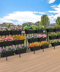 Three Tier Vertical Garden Planter With Six Boxes, 31 Inch Tall Raised Garden Bed For Herbs, Flowers, And Veggies, Adjustable Feet On Outdoor Deck