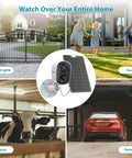 Solar Powered Outdoor Security Camera With Spotlight installed at front gate, yard, farm, and garage.