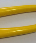 Close-up of yellow rubber handles on 10 Inch Tongue And Groove Pliers With Angle Nose Slip Joint Pump Pliers Seven Position Grip Pipe Wrench Style Teeth Zinc Plated Drop Forged And Heat Treated For Strength Made In USA