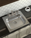 2000 Series 25 Inch 20 Gauge Drop In Stainless Steel Kitchen Sink With Rear Drain Quick Mount Noise Shield Built To Last Easy Install Single Bowl For Quiet Durable Kitchen Cleanup