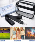 Clear Stadium Bag For Events, Compact Mini Purse With Crossbody Strap, 3 Pocket See-Through Hobo Style Purse For Concerts, Games And Festivals, Hands-Free Carry