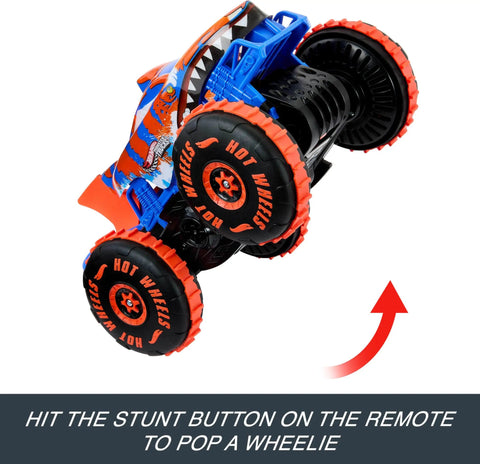 Monster Trucks Remote Control Tiger Shark Climber RC Vehicle with Grip Action Tires in wheelie stunt position