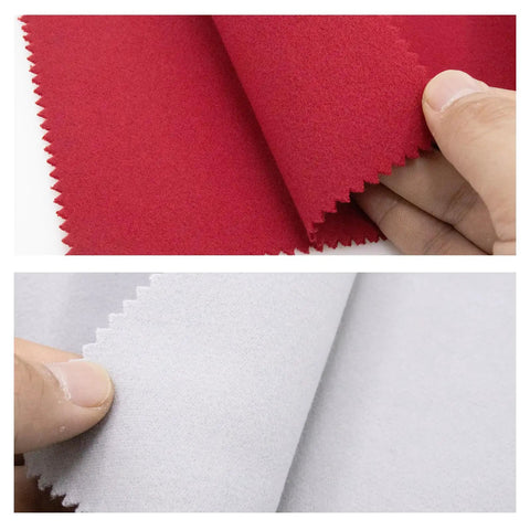 2 Pack 88 Key Piano Keyboard Dust Covers Red And Gray Velvet Anti Dust Cloths held by hand showing texture and edges
