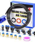 Black 6mm OD 4mm ID Polyurethane Air Hose Tube Kit 32.8ft 10 Meter Flexible Pneumatic Hose with connectors and fittings