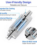 Close-up of Two Kit Set Stainless Steel Hidden Door Hinges For 7 Inch Doors Concealed Hinges with descriptions of features.