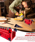 Adjustable Pocket Hole Jig And Precision Woodworking Guide Crafted From Heavy Duty Aluminum Alloy For Precise Angle Drilling on a workbench.