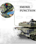 One Twenty Fourth Scale RC Tank With Smoke Lights and Sounds 2.4 GHz Remote Control Leopard II Army Model smoke function