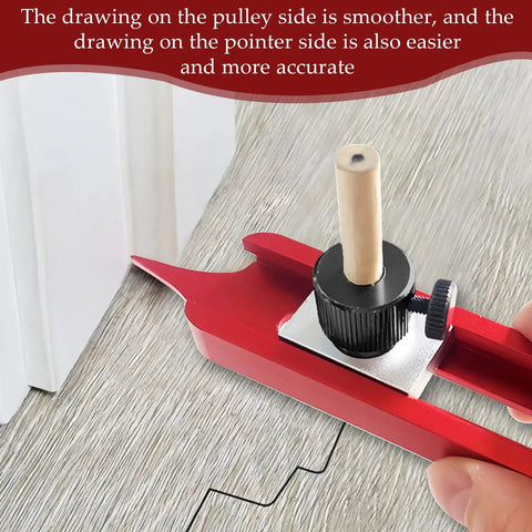 Nail Every Tricky Angle Flawlessly With This Precision Contour Gauge And Scribing Tool showing red aluminum tool tracing complex curves.