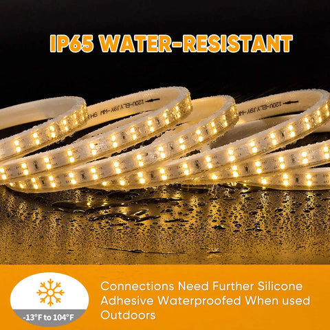 82Ft Dimmable LED Rope Lights With Double Row Lit Warm White 3000K Cold Weather Ready Outdoor IP65 Waterproof Close-up