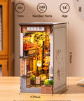 Sakura Wine Alley Japanese Book Nook Kit for Adults and Teens, DIY 3D Wooden Miniature House Puzzle, warm lit display on desk