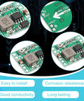 Close-up of Compact MP1584EN DC-DC Buck Converter Module Adjustable Power Supply highlighting features and circuit details.