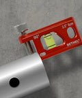 Conduit Torpedo Level With Magnetic Pipe Mini Level, 2.5 Inch Bubble Vial on silver conduit, showing thumbscrews and bright orange frame