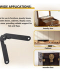 Heavy Duty 180 Degree Lid Support Hinges Set Of 2 Folding Rotatable Locking Hinges for cabinets and wooden boxes