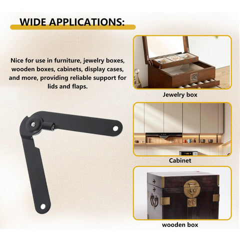 Heavy Duty 180 Degree Lid Support Hinges Set Of 2 Folding Rotatable Locking Hinges for cabinets and wooden boxes