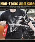 User spraying Compact 4 In 1 Portable Fire Extinguisher For Home Garage Kitchen And Car towards a fire, showcasing its safety use.