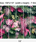 Epic Tropical Wall Mural For Bedroom And Living Room With 3D Monstera And Banana Palm Leaves Huge Green Plant Vibe 158 By 110 Inches Seven Panel Set Not Peel And Stick Glue Required, showing numbered panels for assembly