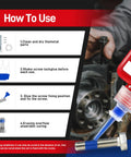 Image showing how to use Blue Medium Strength Removable Thread Locker Adhesive For Metal Screws And Bolts with step-by-step instructions.