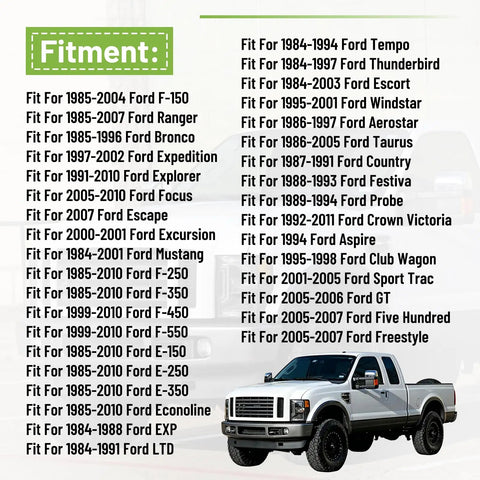 List of compatible models for Straight Shot Plug And Play Alternator Stator Swap Wiring Cable Conversion Harness Kit For Ford F150 F250 Super Duty.