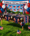 4th Of July Tablecloth 250th Anniversary Patriotic American Flag Design Two Pack For Memorial Day Outdoor Home Patio Decor USA