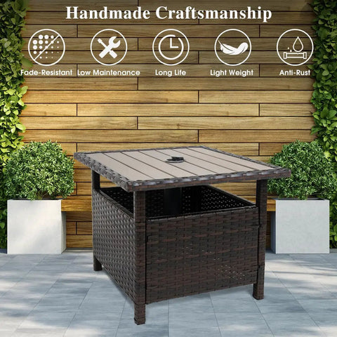 all weather patio umbrella All Weather Wicker Patio Umbrella Stand Table 22in
