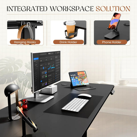 Electric Standing Desk 45 X 24 Inches Height Adjustable Sit Stand Desk With Memory Preset Option Sturdy Metal Frame Cable Management
