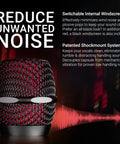 V7 MC1 Wireless Microphone Capsule For Shure Transmitters with red grille and noise reduction features displayed.
