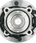 Garage Tested Front Wheel Bearing And Hub Assembly For 1999 To 2004 Ford F250 And F350 Super Duty 4WD top view showing detail.