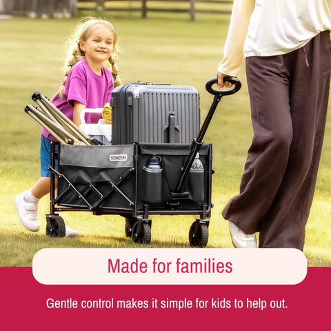 Collapsible Wagon Cart Foldable And Portable Rolling Shopping Cart With Wheels For All Terrain Use On The Go Heavy Duty