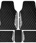 Premium Bling Diamond Leather Car Mats With Sparkly Rhinestone Edges Anti Slip Waterproof Universal Fit For Daily Drive Dope Ride Flex In Black Silver set with five pieces features shimmering rhinestones.