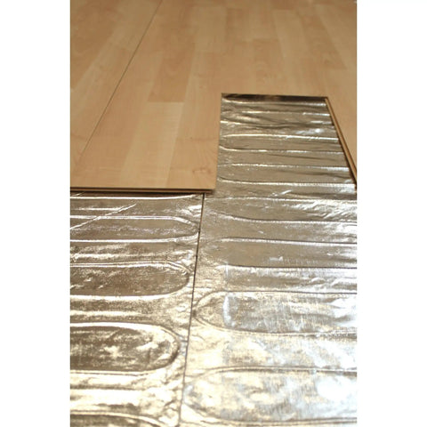 Environ Electric Radiant Floor Heating Roll under wood floor, 120V 15 sq ft cut and turn, no adhesive needed install warm floors fast.