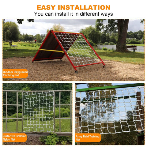 Playground Climbing Net For Kids Outdoor Playset Safe Cargo Rope Net With Nylon Rope Ladder Swing Balcony Banister Guard Durable 3.3 By 6.6 Feet Gray Finish