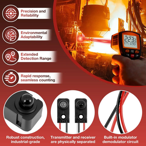 8 Pcs IR Break Beam Sensor Kit With 5mm LEDs Counting Module Through Beam Photoelectric Switch in industrial setting
