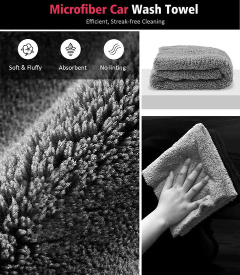 Gray microfiber towel from Six Piece Motorcycle Cleaning Kit With Boar Hair Detailing Brush Pro Safe For Chrome, Chains, Tires And Engine.