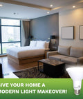 Modern bedroom lit by PAR30 LED Light Bulbs 10W 100W Replacement, 3000K Soft White, 90 CRI, Dimmable Flood Lighting