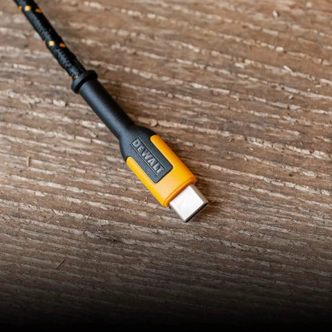 Heavy Duty USB A To USB C Charging Cable Premium Braided Nylon With Kevlar Reinforcement on wooden surface