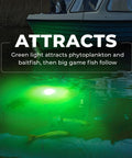 Green Underwater Fishing Light For Night Angling, Submersible IP68 LED Glow 3900 Lumens attracting fish near a boat