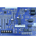 Zero Stress HK42FZ086 Replacement Control Board For Carrier Payne Bryant Furnaces detailed view of blue circuit board with components.