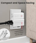 Wireless Wall Switch Kit With Remote Outlet Control Decorator Rocker For Plug In Pendant Lights And Small Appliances 15 Amp 100 Ft RF Range No Wiring No WiFi Makes It Easy To Add A Wall Switch Anywhere, showing compact design behind a couch.