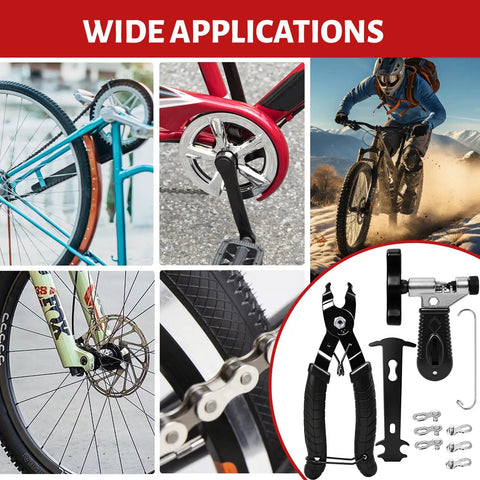 Wide applications of Bike Chain Tool Repair Kit With Link Pliers And Checker, Includes 4 Pairs Missing Links For 6 To 11 Speed Chains