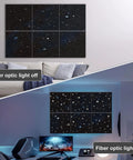 Large Self Adhesive Soundproof Acoustic Wall Art Panels With High Definition UV Print And Stylish Abstract Design For Bedroom Living Room And Home Office Easy Diy Installation No Drilling Required 72 By 48 Inches 6 Piece Set, fiber optic effect on and off comparison, modern decor.