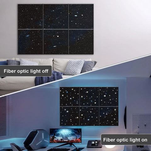 Large Self Adhesive Soundproof Acoustic Wall Art Panels With High Definition UV Print And Stylish Abstract Design For Bedroom Living Room And Home Office Easy Diy Installation No Drilling Required 72 By 48 Inches 6 Piece Set, fiber optic effect on and off comparison, modern decor.