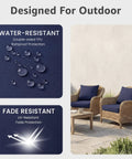 Outdoor Cushion Set For Deep Seating 24 By 24 By 3.5 Inches Lounge Ready Water Resistant And Fade Resistant Blue on patio chairs