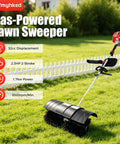 Gas Powered Handheld Lawn Sweeper With Backpack Broom, 2.3HP 52CC Engine, 20.47 Inch Nylon Brush, Lightweight Portable Yard Groomer For Driveways, Lawns, And Artificial Turf, Effortless Leaves And Debris Cleanup on grass