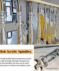 Acrylic Staircase Spindles Bundle With Killer Clear Bubble Design And Top Shelf Steel Hardware For Super Easy Indoor Outdoor Railing Install Includes Twenty Pieces And All Necessary Parts displayed in a stylish indoor setting.
