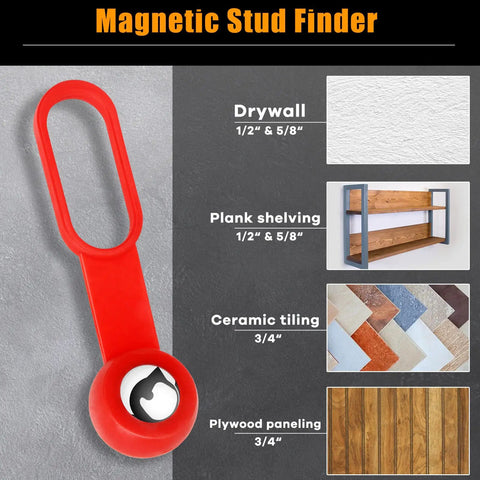 Magnetic Stud Finder With 27 Pound Pull Power No Batteries Needed Wall Scanner For Detecting Metal Through Five Eighth Inch Drywall Wood Plywood Paneling And Ceramic Tile Fast And Easy To Use, red magnetic tool